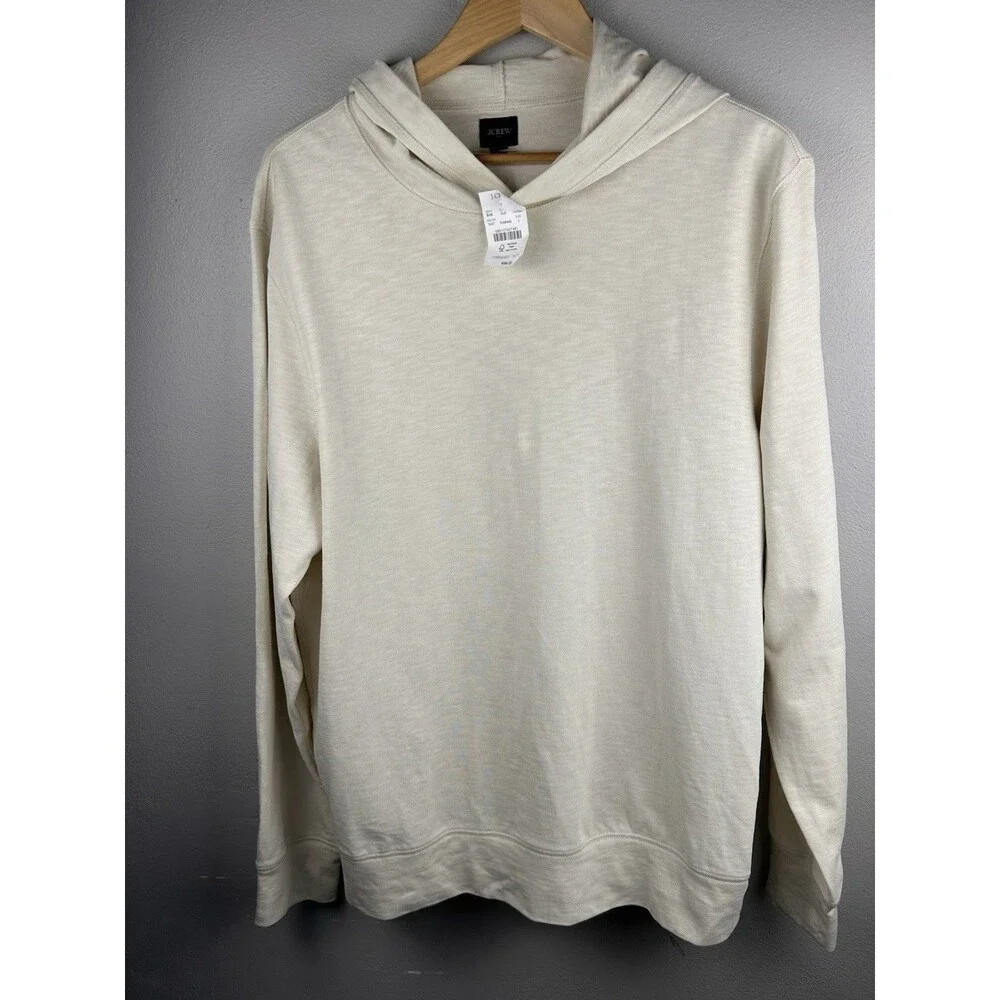 J.Crew Slub Jersey Hoodie Men's Large Off-white  100% Cotton NWT